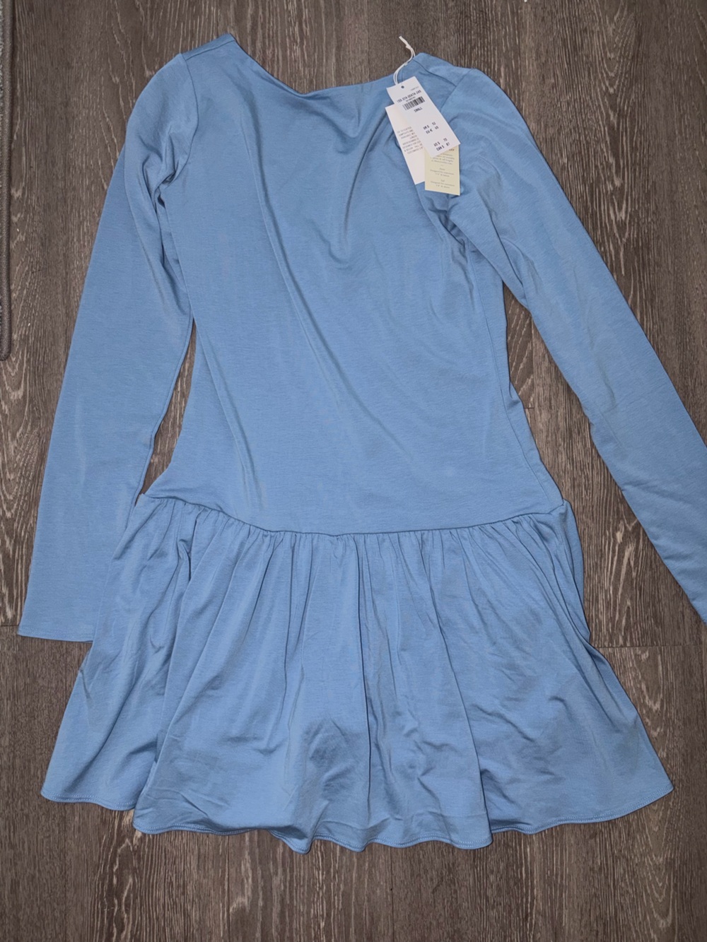 Abercrombie & Fitch Light Blue Long Sleeve Peplum Dress